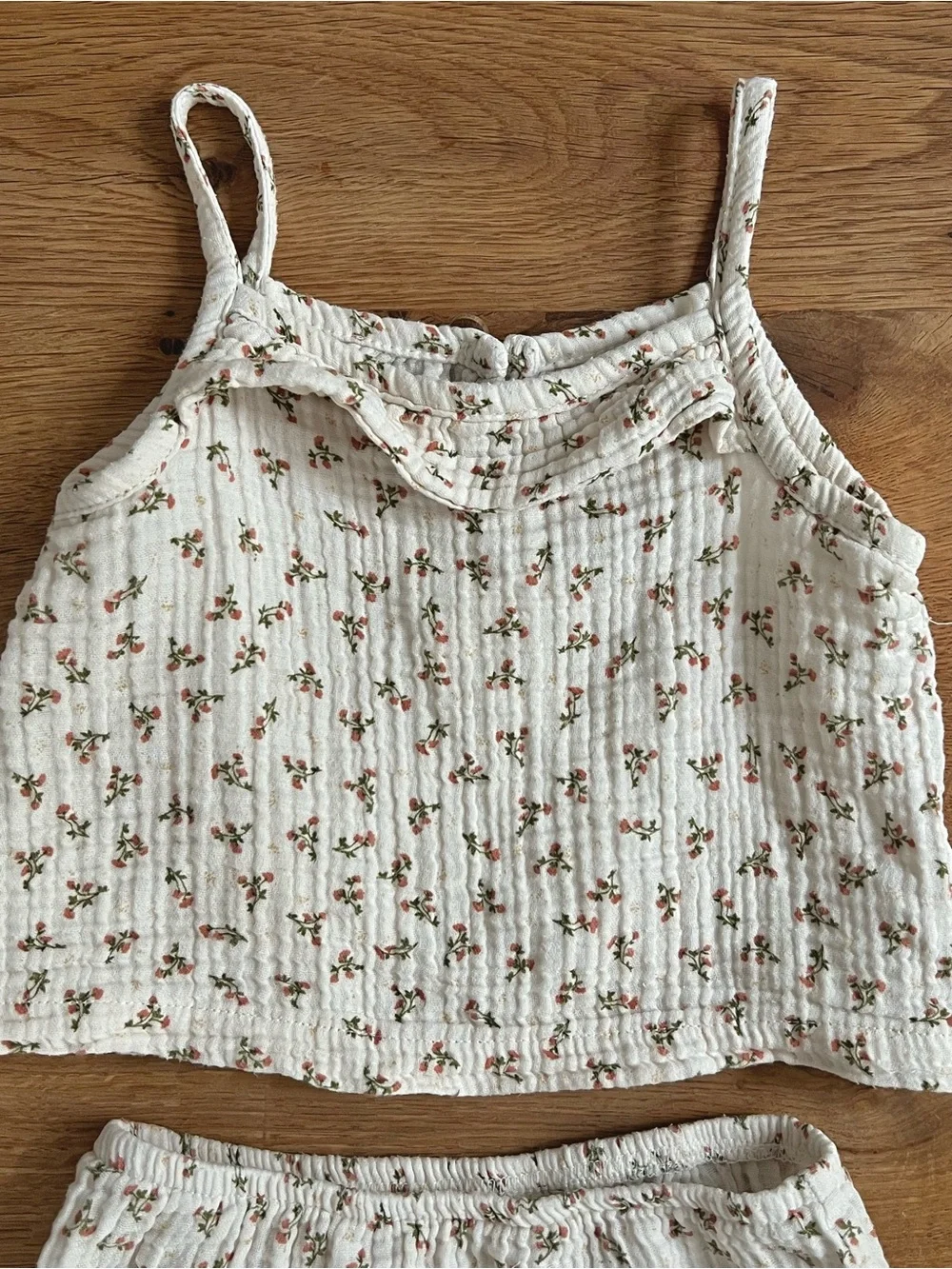 Colored Organics Baby Floral Cotton Tank & Bloomers Set in Cream 6-12 months 12M